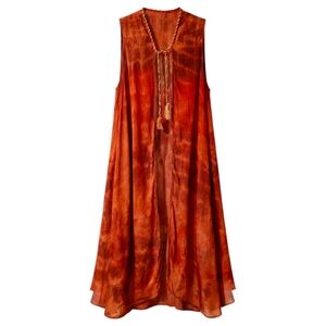 Flowy silk duster vest OSFM - Festival Boho Layering Piece